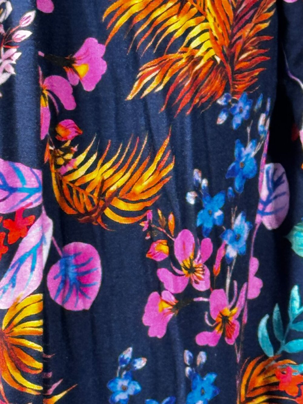 NWOT Soma Cool Nights Kimono Robe L/XL Navy Tropical Floral Wrap Robe Belted - Picture 5 of 9